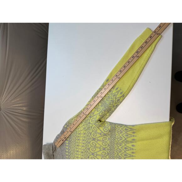 Vineyard Vines Womens S Turtleneck Sweater Wool Cashmere Fair Isle Gray Yellow - Picture 10 of 10